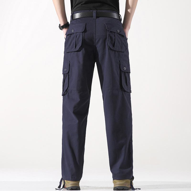 Men's Casual Pants with Three-dimensional Pockets, Straight-leg Long Pants, Outdoor Multi-pocket Men's Cargo Pants