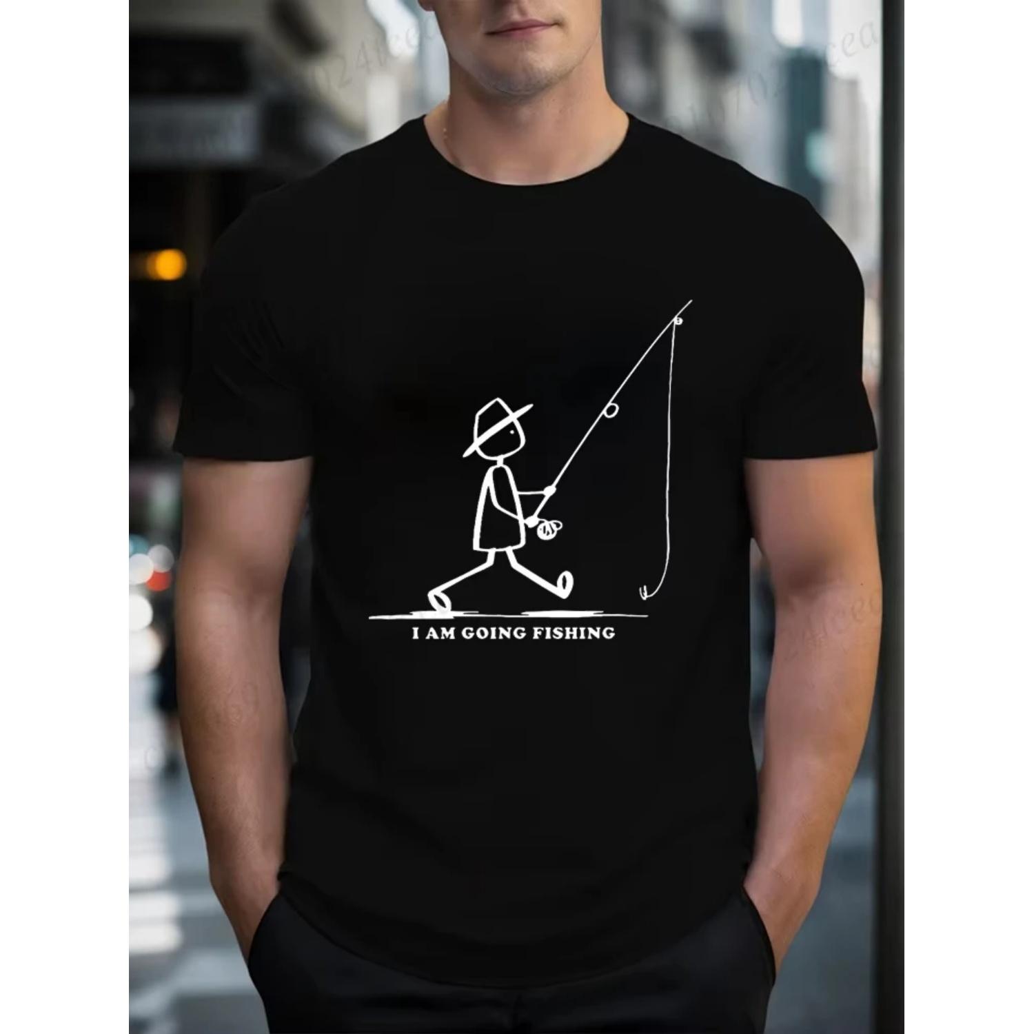 

Men s Mens Going Fishing Graphic Casual T Shirt Summer Printed T-Shirt, Soft Round Neck Short Sleeve Tee Shirts, Unisex Harajuku S чёрный