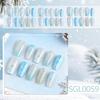 Blue & White Snowflake Cat Eye Press-On Nails - 30-Piece Detachable Set