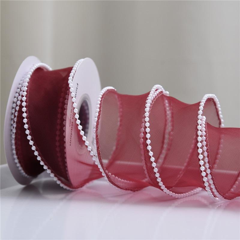 Fishtail Yarn Ribbon Bouquet Packaging Material Rainbow Color Lace Tail Yarn Ribbon Wave Chiffon Yarn Gift Strap