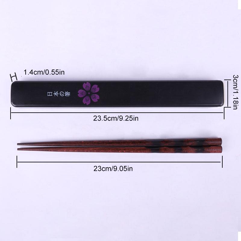 1Set Japanese Chopsticks Travel Camping Wooden Chopsticks Set With Case Reusable Sushi Sticks for Food Kitchen Tableware