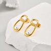 Fashion Irregular Imitation Pearl Earrings Stainless Steel Geometric Twist Texture Earrings for Women Statement Party Jewelry