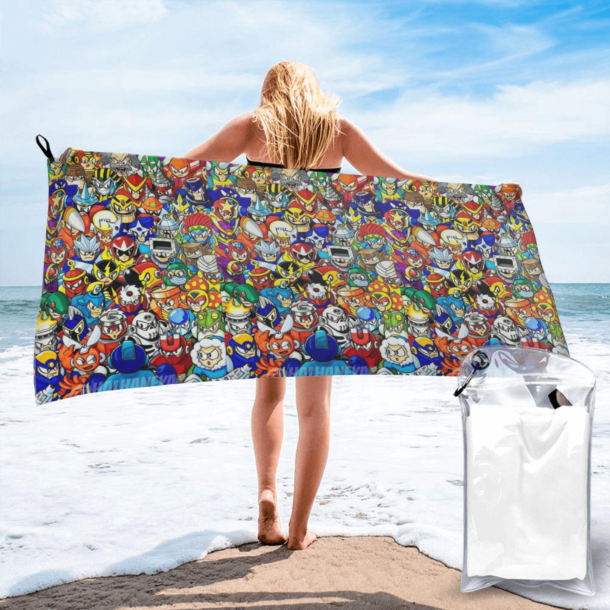 Megaman Video Game Mega Man Beach Towel Soft Microfiber Quick Dry Absorbent Quick Towels For Bath W40*H60(CM)