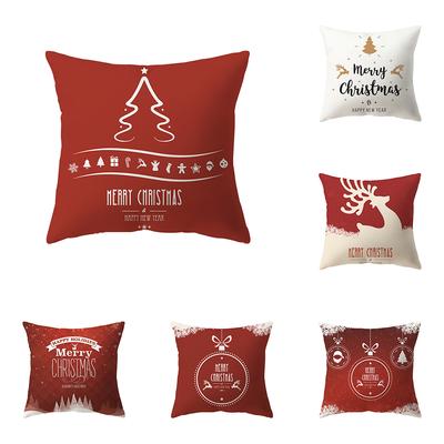 Christmas Theme Printed Pattern Cushion Cover Home Living Room Sofa Decoration Square Polyester Pillow Pillow Cover