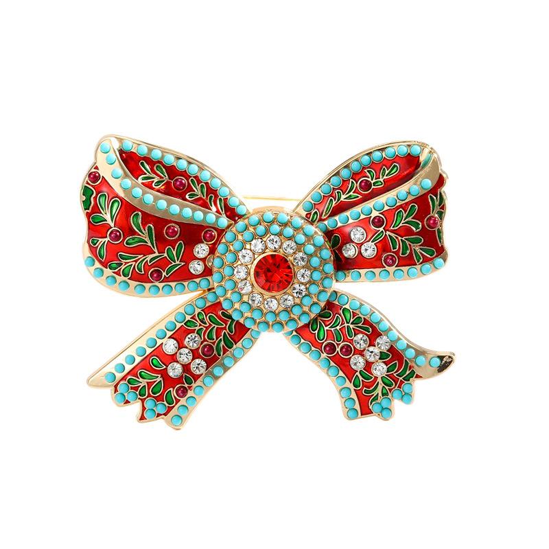 Palace Style Vintage Ribbon Bowknot Crystal Brooch Badges For Women Men Retro Middle Design Bow Drip Oil Pin Corsages Buckles