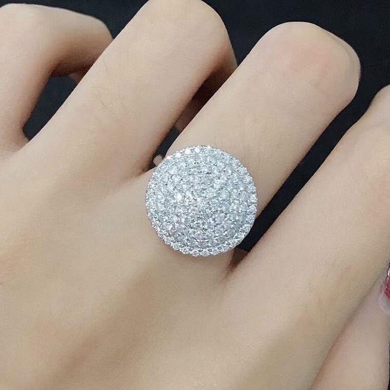 Zircon Crystal Rings Chic Stylish Versatile Lady'S Jewelry Full Bling Iced Out Bridal Gathering Wedding Occasion Women Engagement