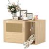 Mobiliário para Caixa de Areia de Gato Caixa de Areia para Gato com Rascador e Porta de Rattan 80x50x50 cm Carvalho