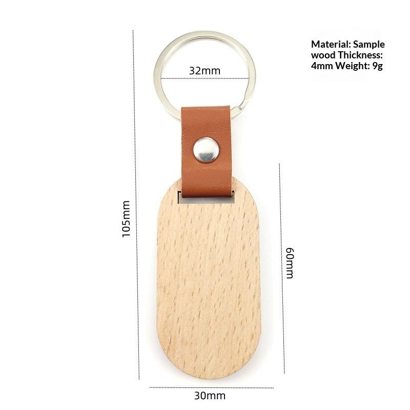 Blank Wooden Keychain Engraved Pattern Key Rings Painting Craft Key Chain Keyring Decoration