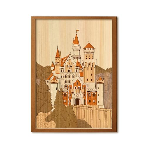 KINOWA  Neuschwanstein Castle  Woodcut Original Handmade Kit Castles of the World Germany Made in Japan