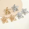 Elegant Gold Three-Dimensional Flower and Leaf Zinc Alloy Earrings