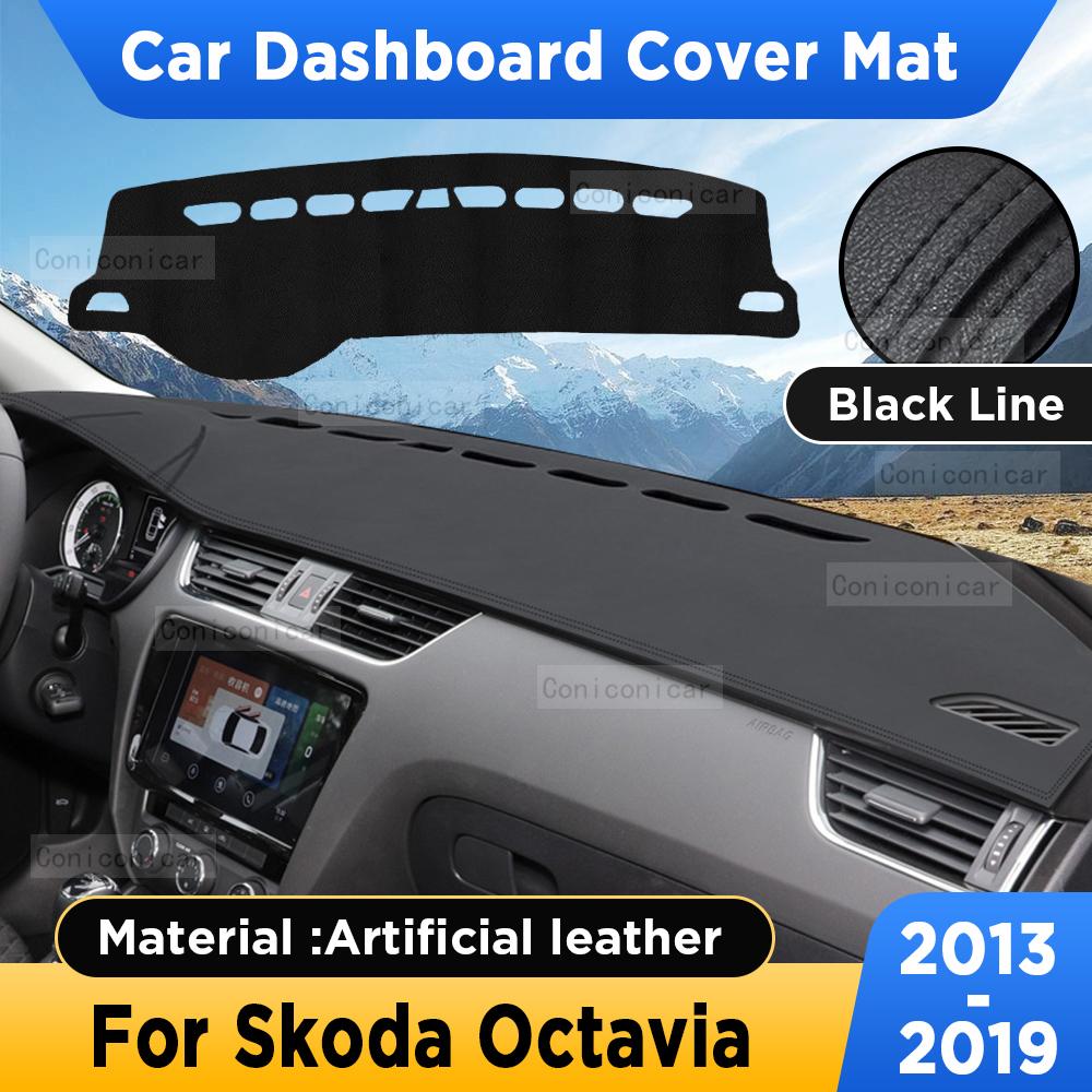 

For Skoda Octavia 2013- Car Dashboard Cover Mat Dash Board Sun Shade Anti-UV Pad Artificial Leather sun-proof Accessories Artificial leather