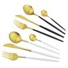 5Pcs Gold Dinnerware Cutlery Set Knife Cake Fork Tea Spoon Dinner Tableware Stainless Steel Flatware Home Kitchen Silverware Set