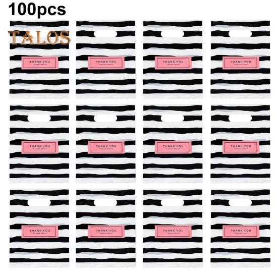 100 Stück Geschenktüten für die Feiertage, mit Aufdruck „Dankeschön“, wiederverwendbar, stark belastbar, Kleiderladen, Geschenkladen, T-Shirt, Hosen, Pakettüten, Lebensmittelgeschäft