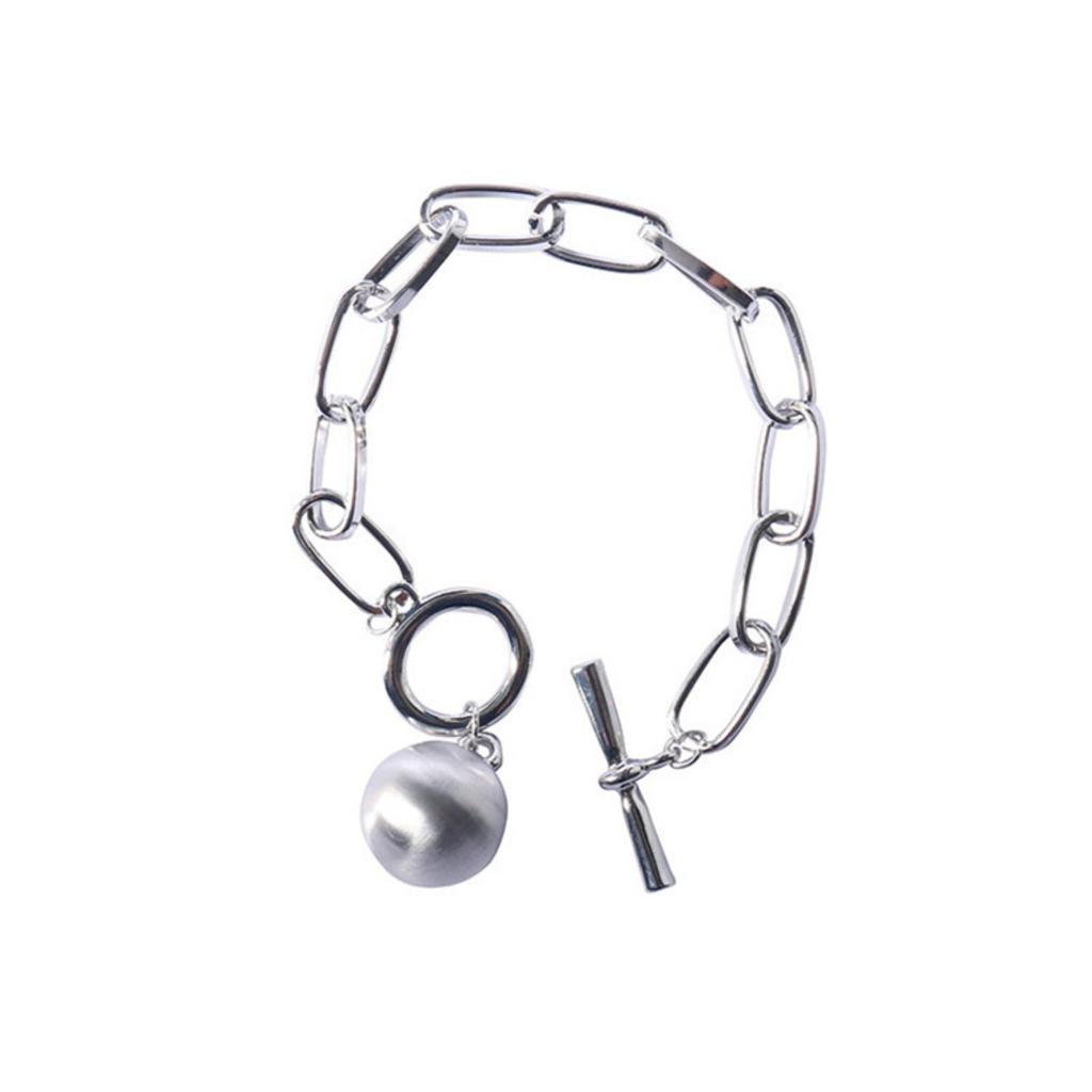 Women's Round Ball Necklace Thick Chain Bracelet Set Jewelry