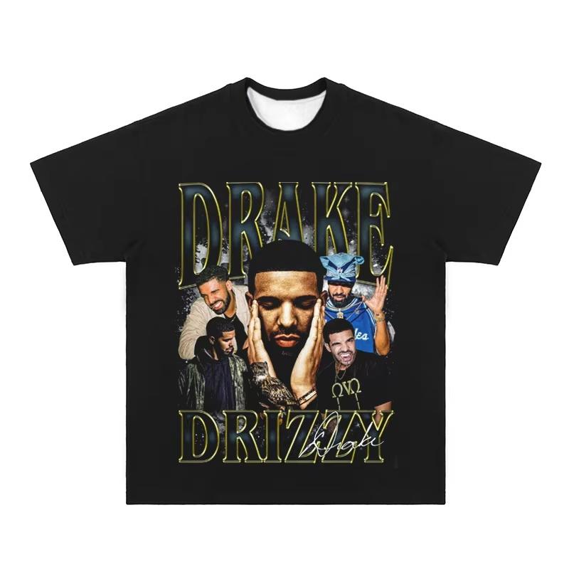 2025 Summer New Drake Vintage Tee Drake Vintage Hip Hop Rap American Men's Fashion Casual Short Sleeve Quick Dry T-shirt
