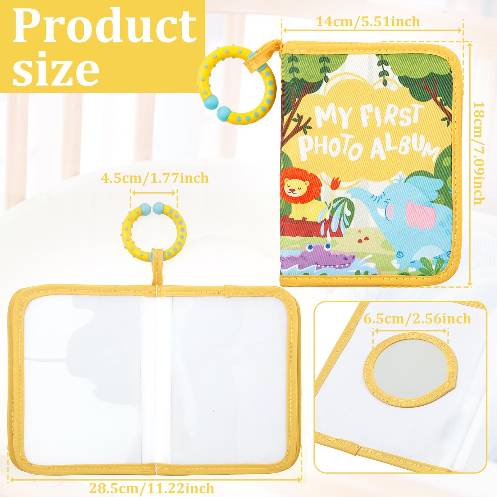 

Baby Growth Memory Photo Book My First Family Album Soft Cloth Cover with Hook & Mirror for Toddler Birthday Baby Shower Gift жовтий