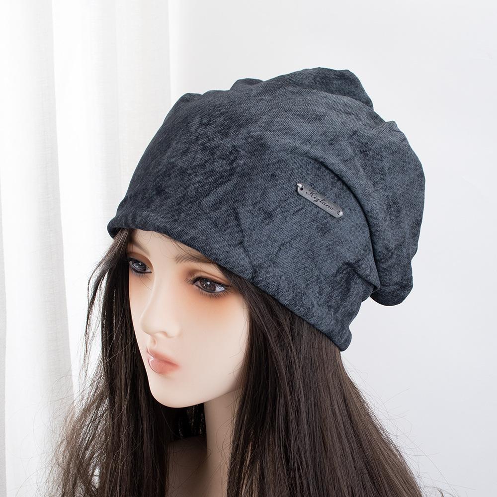 Cold hat big head circumference women's autumn and winter ultra-thin stacking hat new enlarged tie-dye daily miscellaneous bag head hat