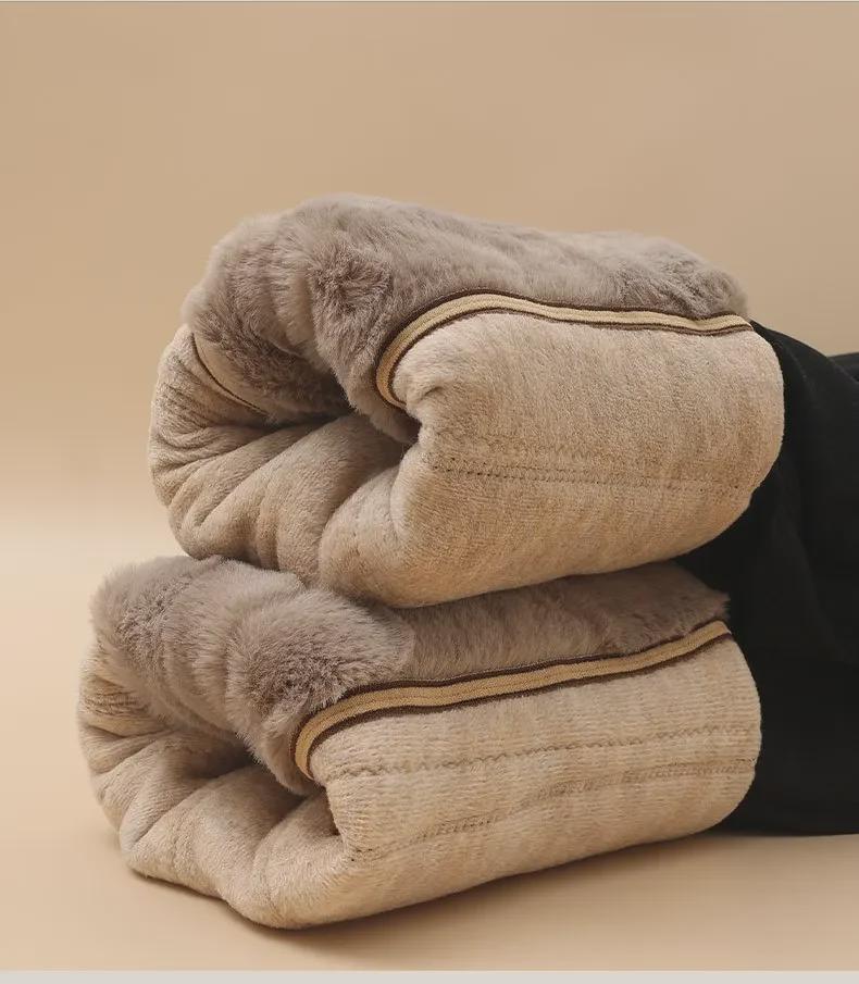 Severovýchodní bavlna Pětivrstvé zesílené zimní teplé kalhoty s chrániči kolen - Unisex legíny s vysokým pasem