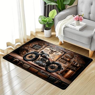 1 szt. Dywanik Retro Klub Motocyklowy Można Prać w Pralkce Antyzmęczeniowy Idealny do Dekoracji Salonu Sypialni Pokoju Gier i Akademika