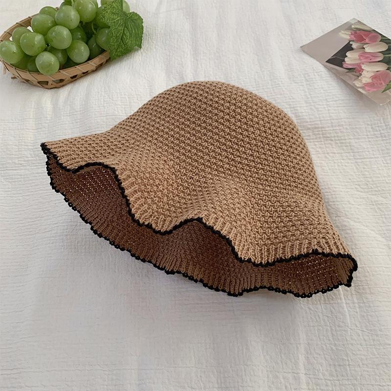 Versatile lace woven fisherman hat summer travel show face small breathable sun hat sunscreen hat bucket hat