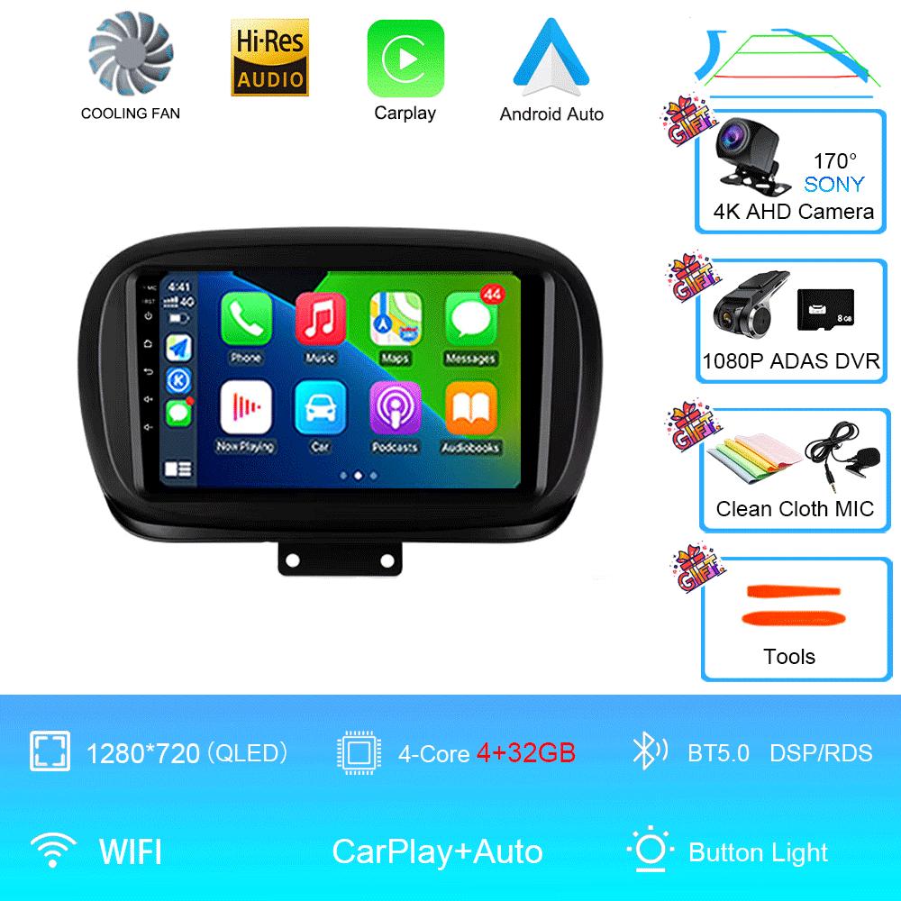 Car Radio Android 14 For Fiat 500X 2014 - 2020 Multimedia Video Player GPS Navigation Wireless Carplay+Auto Stereo QLED HeadUnit