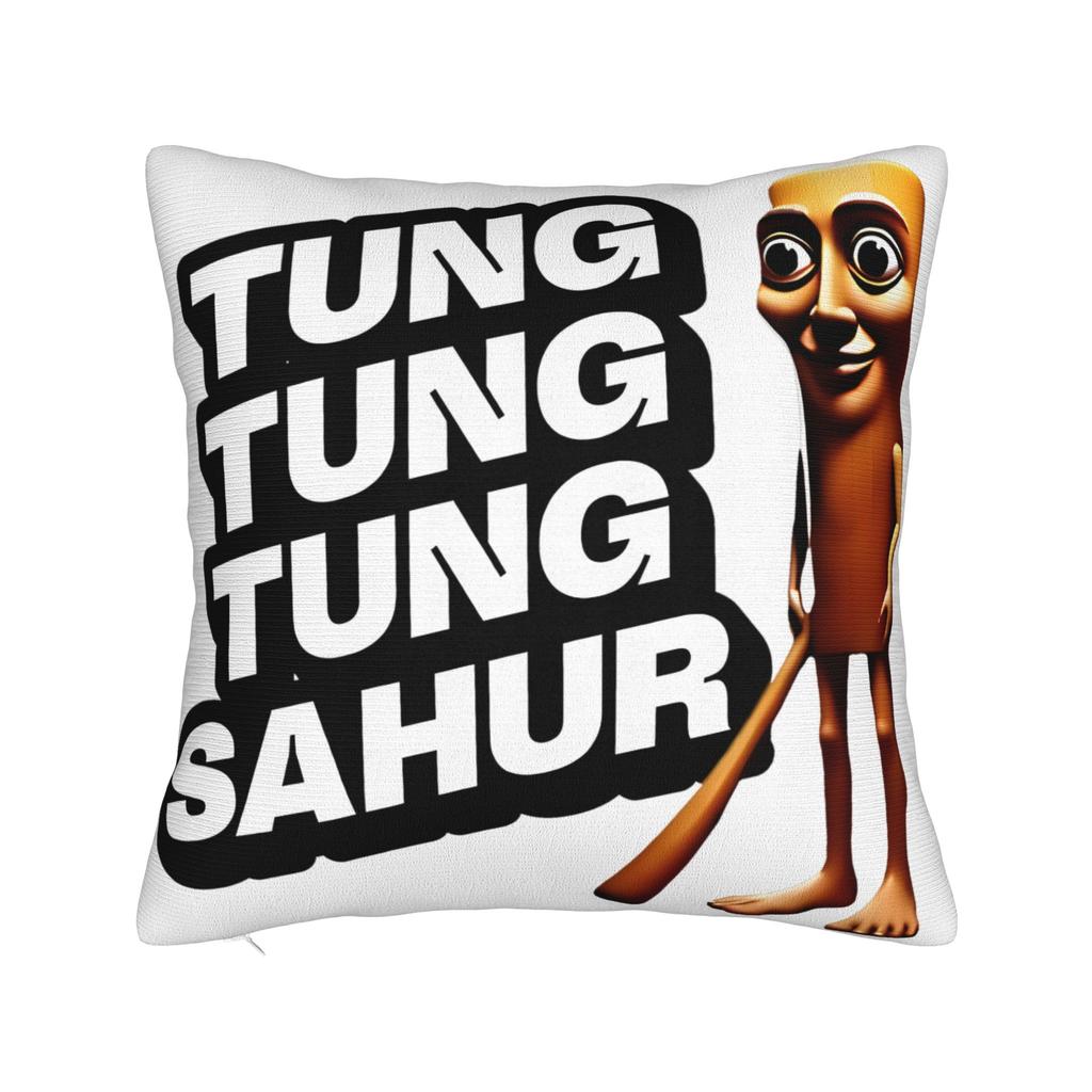 Tung Tung Tung Sahur chasing Tralalero Tralala Pillow Case Graphic Pillow Cover For Living Room Sofa Funny Pillowcases