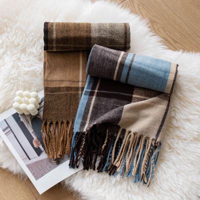 Autumn and Winter Imitation Cashmere Retro Literary Plaid Scarf Femininity Light Luxury Scarf Shawl Dual-purpose