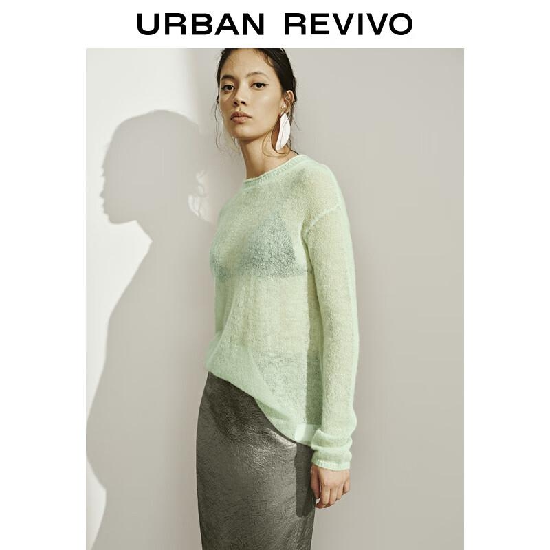 UR Damen Einfarbig Rundhals Langarm Strickpullover