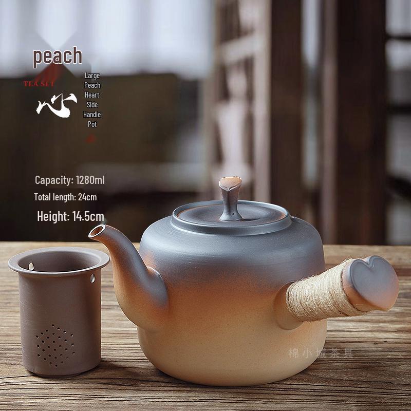 Clay Teapot with Lid and Handle for Electric or Charcoal Stove
