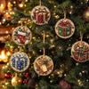 6PCS Wooden Christmas Ornaments DIY Pearl Art Kit with Pearls - Special Shaped Gems Jute Hemp Rope for Hanging - 3D Diamond Art Holiday Tree