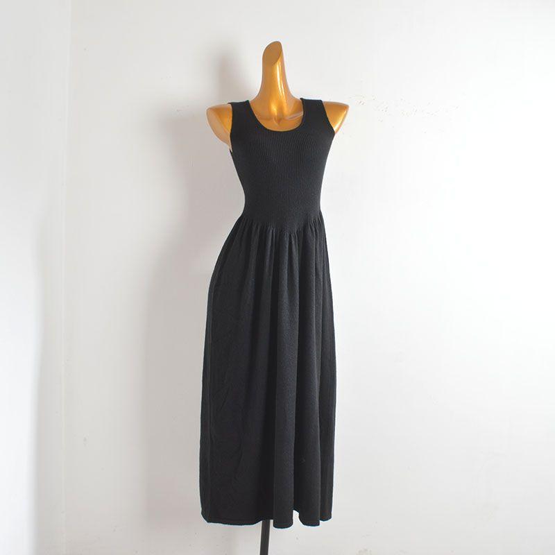 

Pure Desire Style Sexy Sleeveless Knitting Vest Dress Women s Clothing Spring/Summer New Arrival Waist-Tight Slimming Inner A- line Expansion Skirt Black
