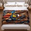 Motorcycle Biker Theme Soft Blanket Personalized Custom Name Text Print Warm Blanket Home Sofa Bedroom Decor