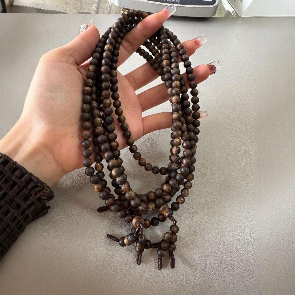 Kynam Qi Nan Agarwood Bracelet for Men & Women, 0.8*108 Beads, Each 25-26g, Medium-High Quality.