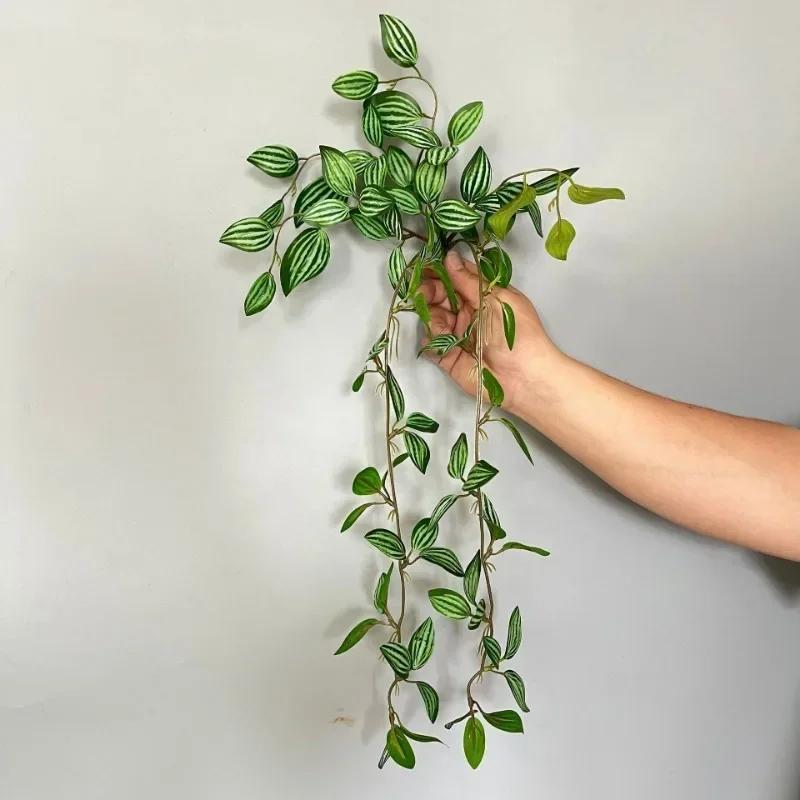 Artificial White Mesh Leaves Green Plants Floral Vines Home Balcony Decoration Simulation Mini Ground Melon Leaf Plant Vine