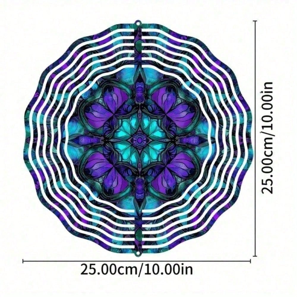 Красочный 10-дюймовый сине-фиолетово-бирюзовый металлический мандала-ветряк, садовое искусство, наружный настенный декор, духовный подарок TYC00387 разноцветный