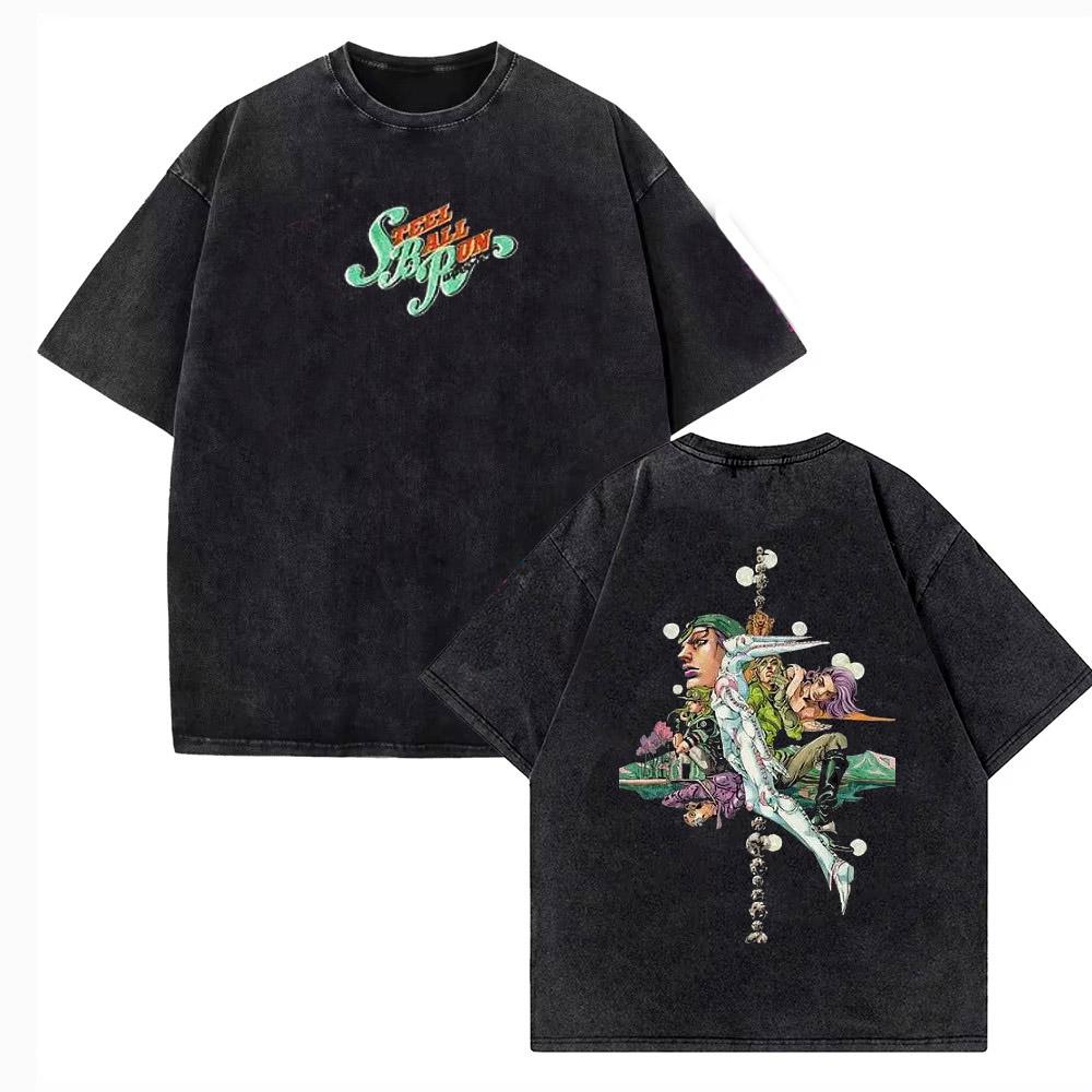 Anime JoJo Bizarre Adventure Trička Gyro Zeppeli Manga Grafický Potisk Tričko Pánské Dámské Vintage Prané Bavlny Ležérní Tričko