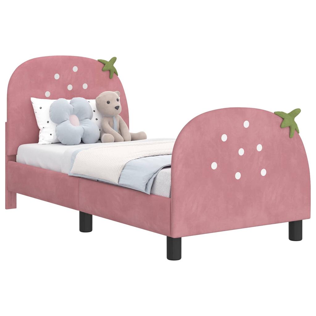 Kids Bed Frame with Headboard Pink 70 x 140 cm Velvet