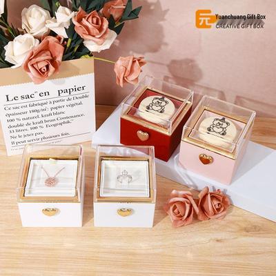 Drehende Bär Kuchen Überraschungs Schmuckschatulle mit Flip Ring Halskette - Geburtstagsgeschenk