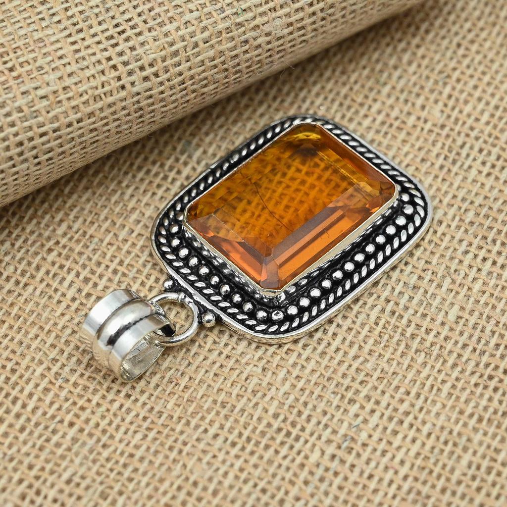 Honigtopas Edelstein 925 Sterling Silber handgefertigter Schmuck Geschenkanhänger für Sie