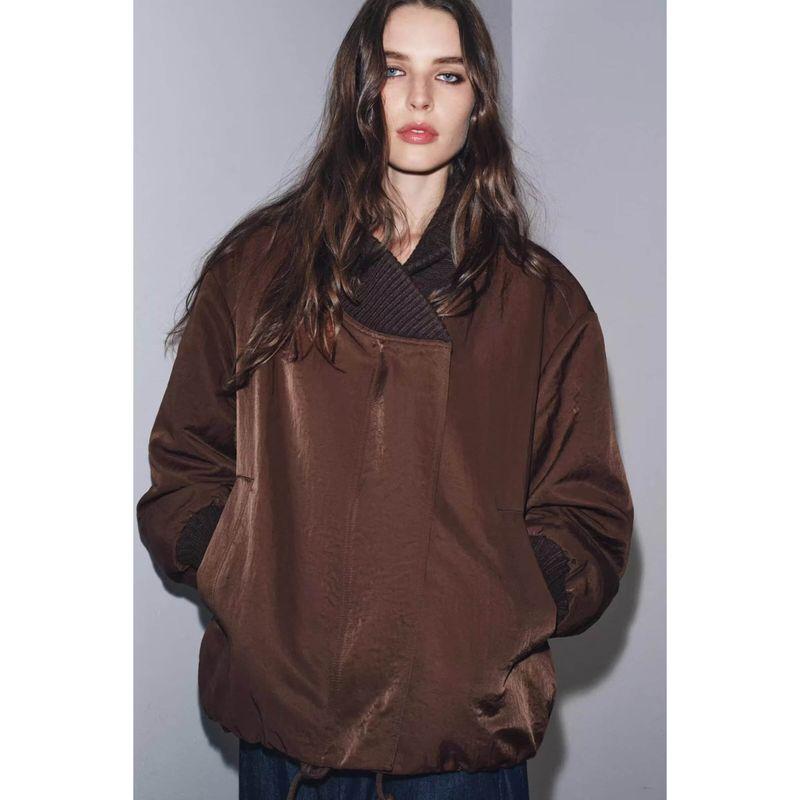 Za Autumn and Winter New Women's Clothing 2025 European and American Style Fashionable Loose Ribbed Long-Sleeved Jacket 4369253 717