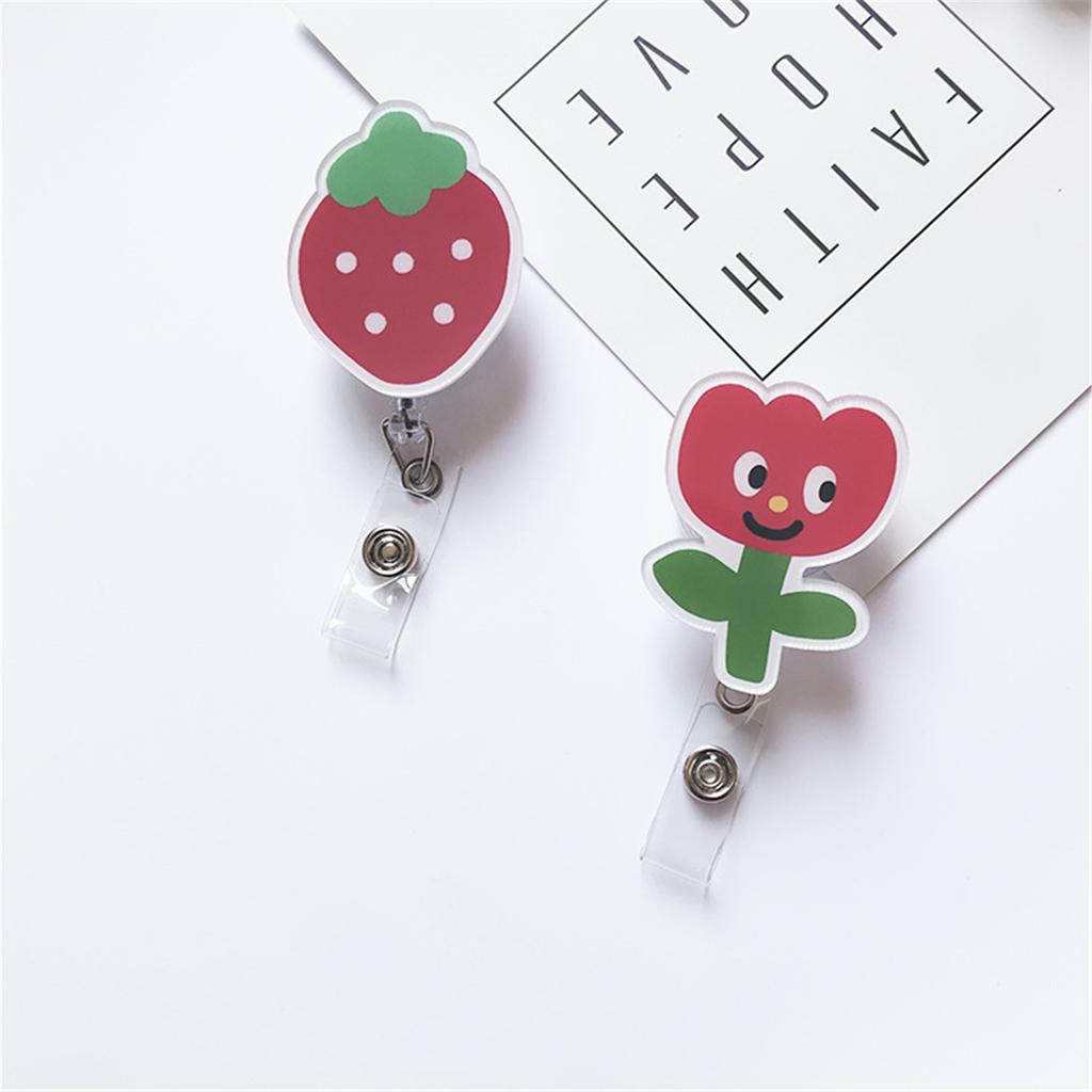 JESJELIU Flower Retractable Nurse Chest Badge Reel Clip Holder Students Doctor Work ID Card Holder Keychain Gifts Accessories