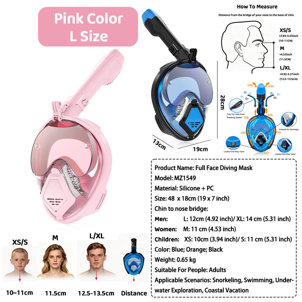 JUNHAIINS Full Face Snorkel Mask Scuba Diving Mask for Adult Goggles Underwater 180° View Transparent Swimming Sunshade Lens