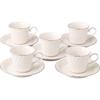 Ale-net Mino Ware Porcelain Coffee Cup and Saucer Set of 5 with Gold Line, 200ml, Elegant Japanese Tableware for Hosting and Gifts