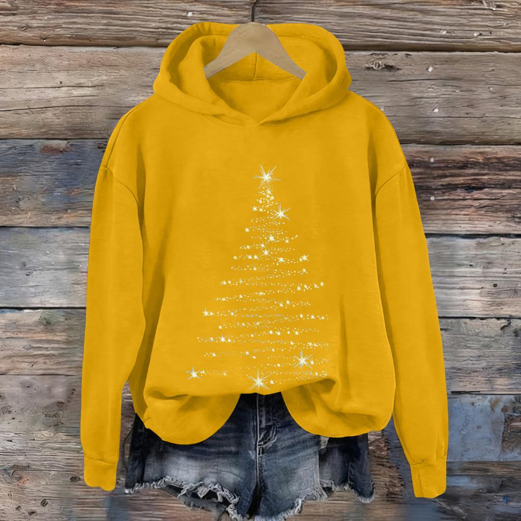Ladies' Christmas Printed Casual Long Sleeved Round Neck Sports Hoodie Top