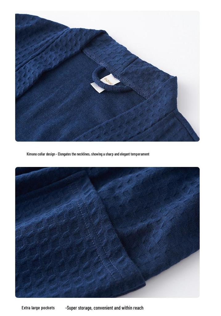 European American Style Women's Quick-Dry Absorbent Summer Waffle Bathrobe