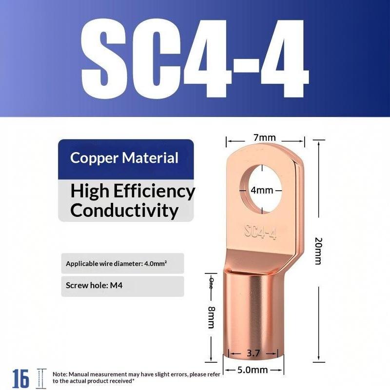 Cd Copper Lug Ring Wire Connectors Bare Cable Electric Crimp Terminal Sc4-6 Sc6-6 Sc6-8 Sc10-6 Sc16-6 Sc16-8 Sc25-8