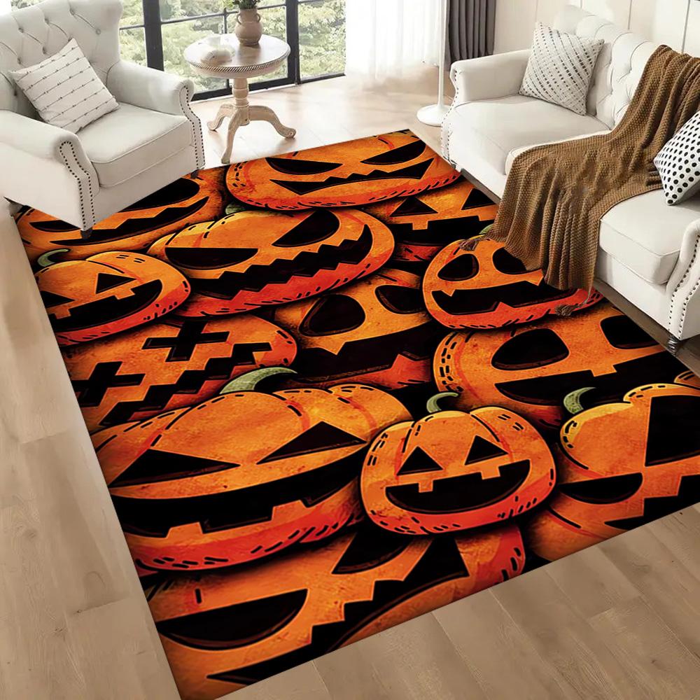 Halloween Pumpkin Faces Floor Mats for Living Room, Bedroom and Room Decoration Are Suitable for Gifts.