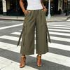 Women High Waist Wide Leg Cargo Pants with Pockets Casual Loose Fit Utility Trousers for Everyday Wear