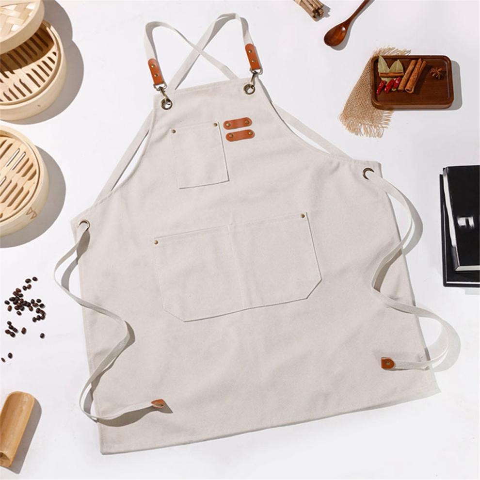 Fashion Canvas Aprons Home Kitchen Gardening Work Clothes Green