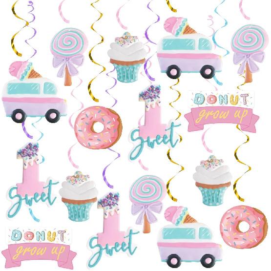 Pastel Ice Cream Sweet One First Birthday Party Decorations, Ice Cream and Donut Party Hanging Swirl, Summer Ice Cream Party Ceiling Hanging